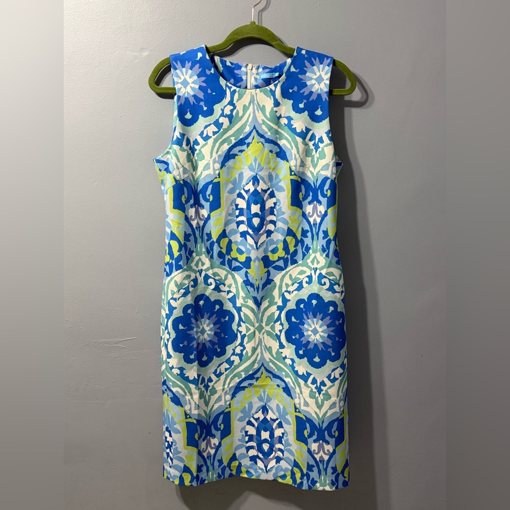 J. McLaughlin Belinda Ohau Sheath Dress in a blue and green size 6‎